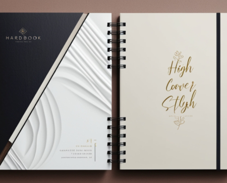 Sổ tay bìa cứng với trang giấy trắng