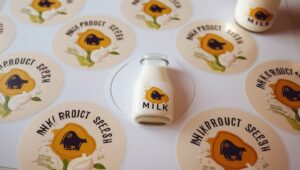 Tem decal sữa in sắc nét, nền trắng đục, bám dính tốt, phù hợp cho nhiều bề mặt như nhựa, kim loại, thủy tinh.