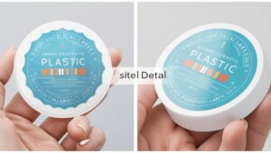 Tem decal nhựa hình tròn, in logo thương hiệu rõ ràng.