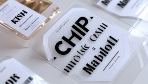 Tem decal trong suốt bám dính chắc trên hộp nhựa, phù hợp cho ngành thực phẩm.